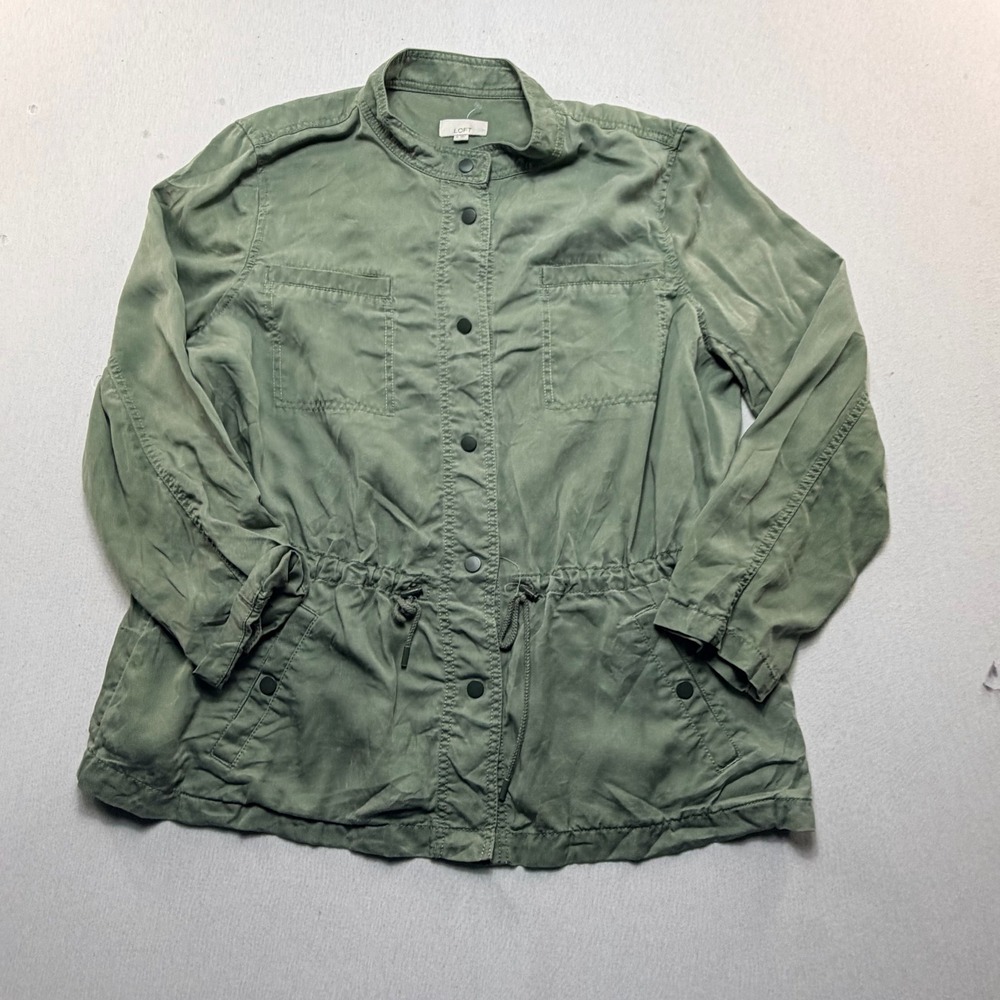 LOFT Utility Field Jacket Women Extra Large Green Excellent Snap Front Cargo